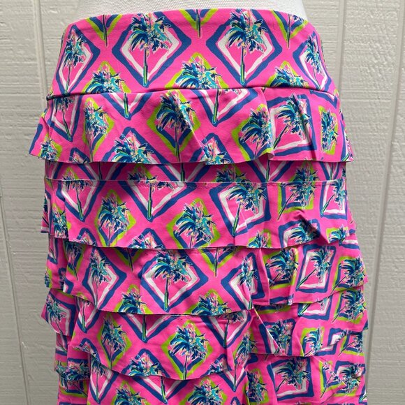 Hot Pink Palm Tree Pull On Cha Cha Skort with UPF50+ Sun Protection - Picture 1 of 4